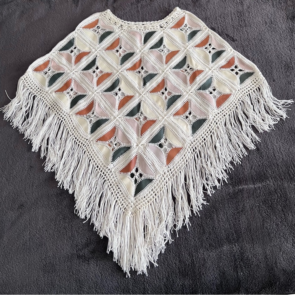 Ecuadorian Hand Made Leather Wool Poncho